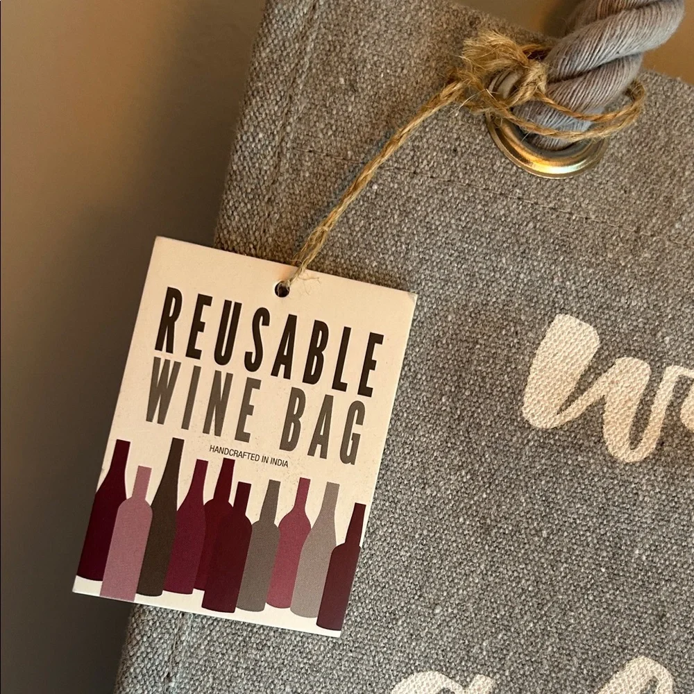NWT Canvas Multi-Bottle Wine Tote “Wine a Little Laugh a Lot”